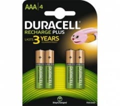 Duracell AAA (750maH) Plus Pk4 Recharageble 1