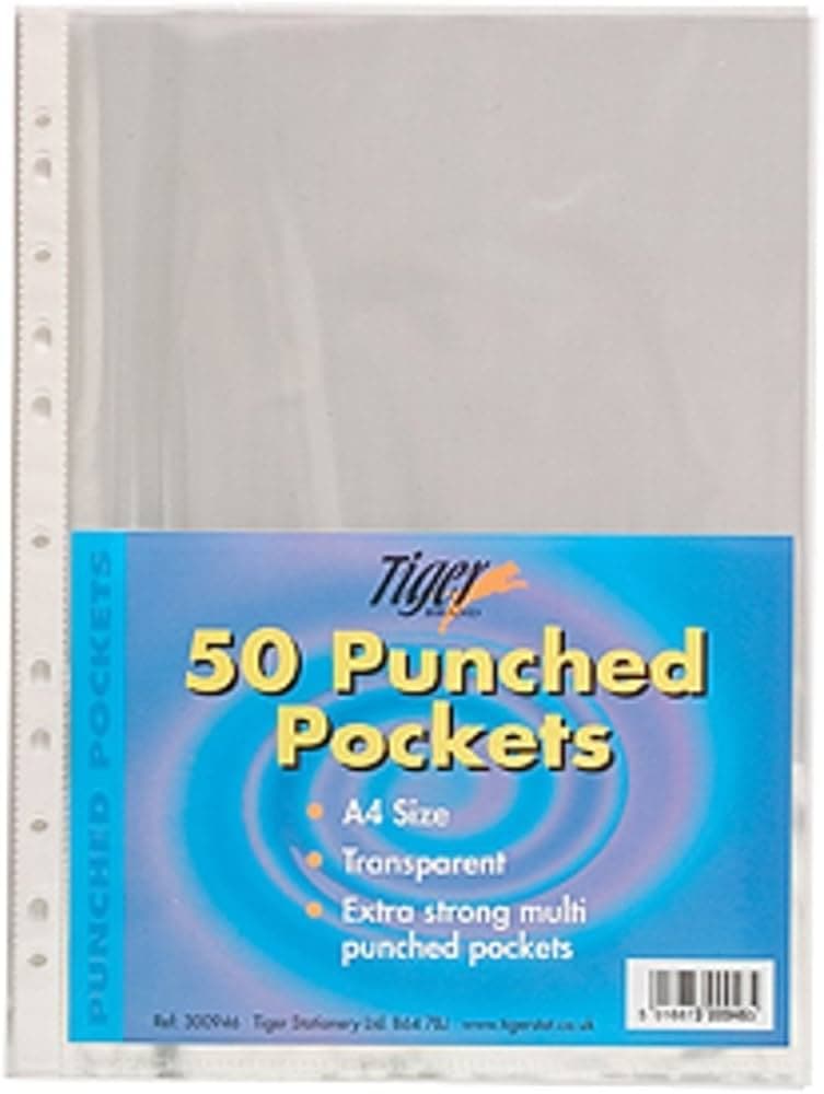 Tiger A4 Punched Pockets Pk50