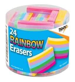 Tiger  Rainbow Erasers Pot- 24pcs ( 305047 ) 1