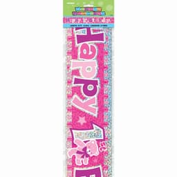 Unique Party Happy 1st B'day Pink Prism Banner - 12ft 1