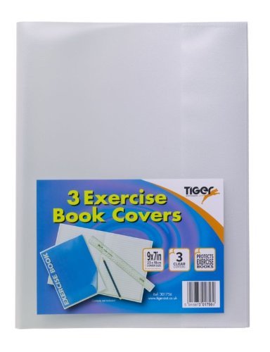 Tiger  Pack 3 - 9 X 7in/230 X 18mm Exercise Book Cover - Clear image