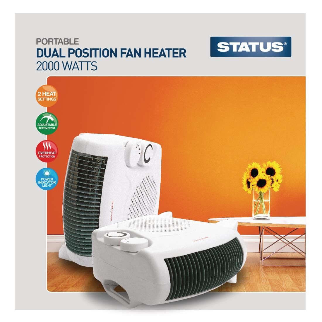 STATUS  fan Heater Dual Position 2kw 2 Heat Settings image