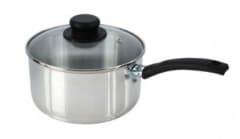 20cm (8") Polished Saucepan with Glass Lid