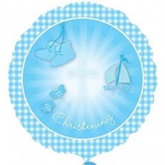 Christening Booties Blue - Foil Balloon