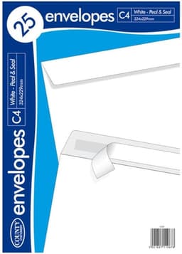 County  C4 White Peel & Seal Envelopes 25s 1