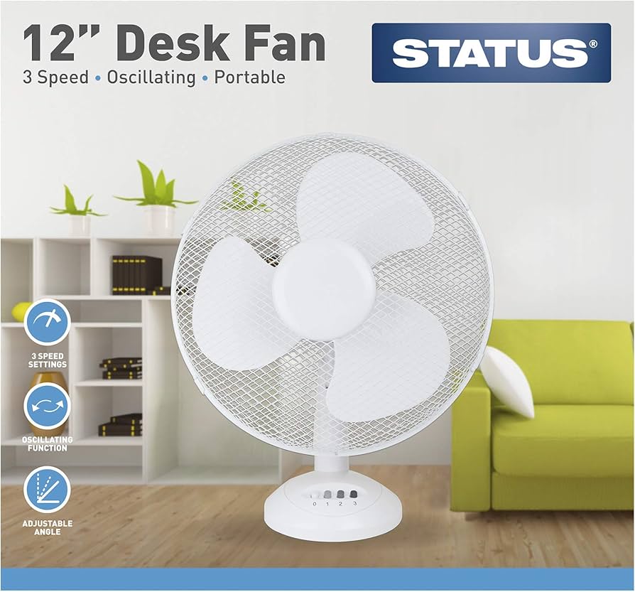 STATUS  12" Oscillating Desk Fan 3 Speed image