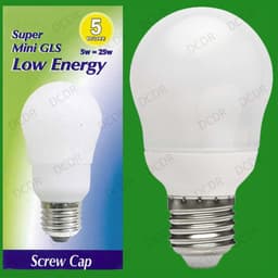 STATUS ****5w = 25w -  - Low Energy - Mini Gls -  Look-a-like - Ses - 8k - 1 Pk Box 1