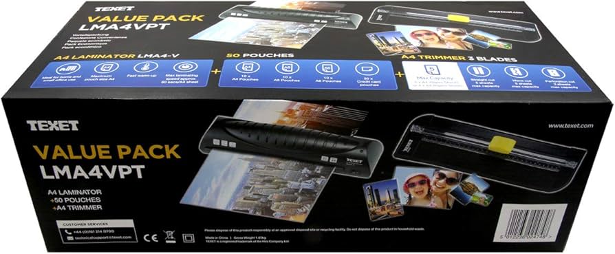 Texet Value Pack - A4 Laminator + A4Trimmer + Variety Pack Laminating Pouches image