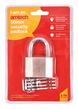 Am-Tech 50mm Security Padlock T0725 1