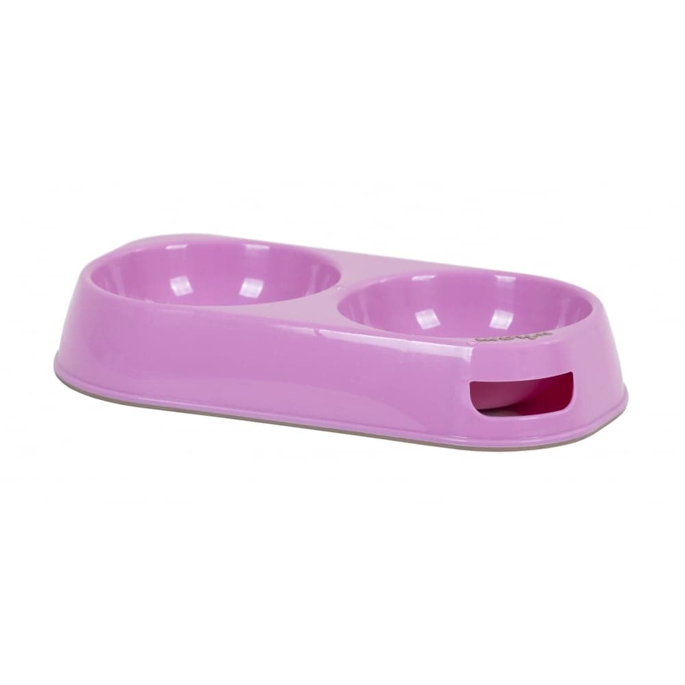 WHAM ****   Pet Care Rectangular Twin Bowl With Rubber Base Assorted