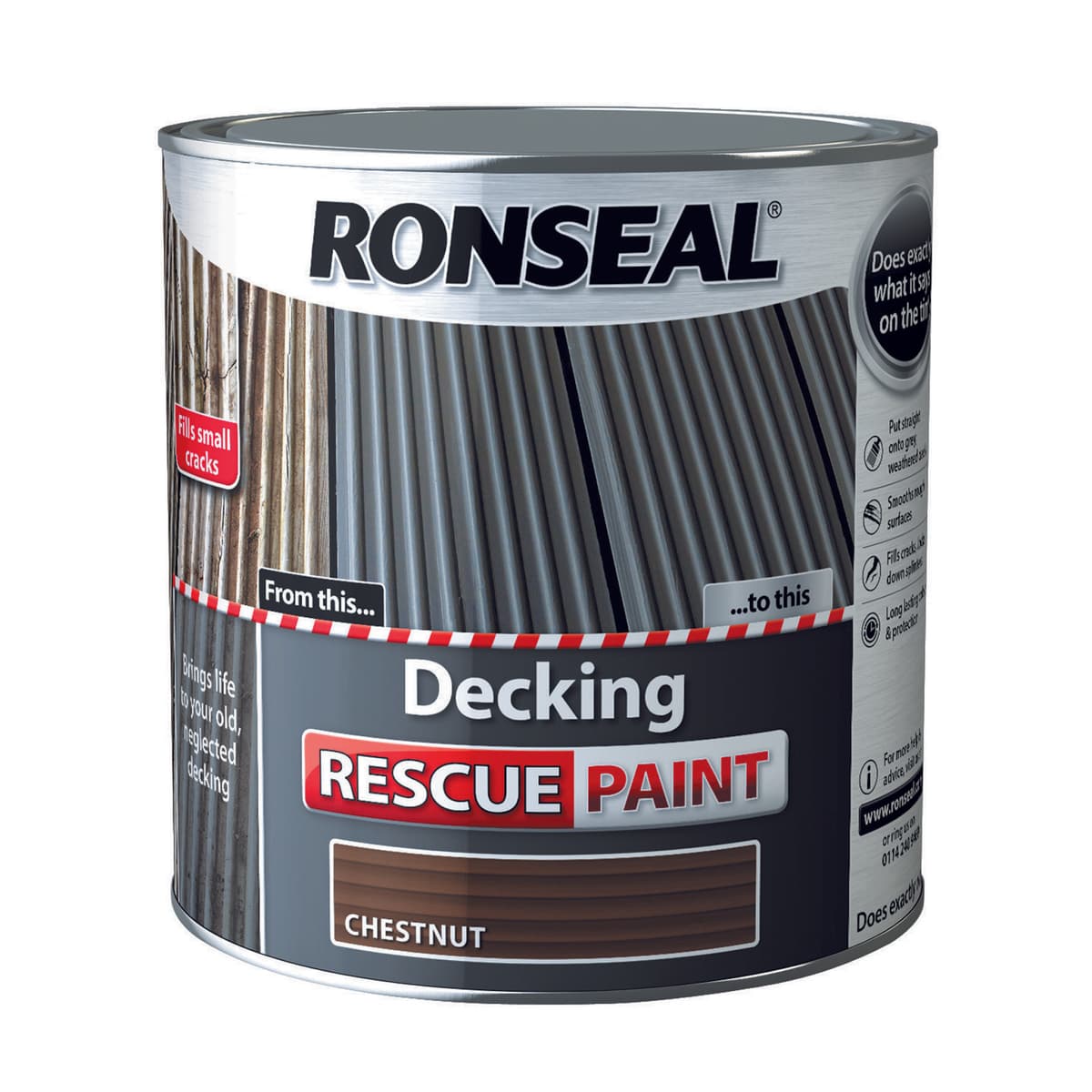Ronseal Decking Rescue Paint Chestnut 2.5Ltr.