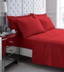 200 Tc Egyptian Cotton Fitted Sheet Super King Red