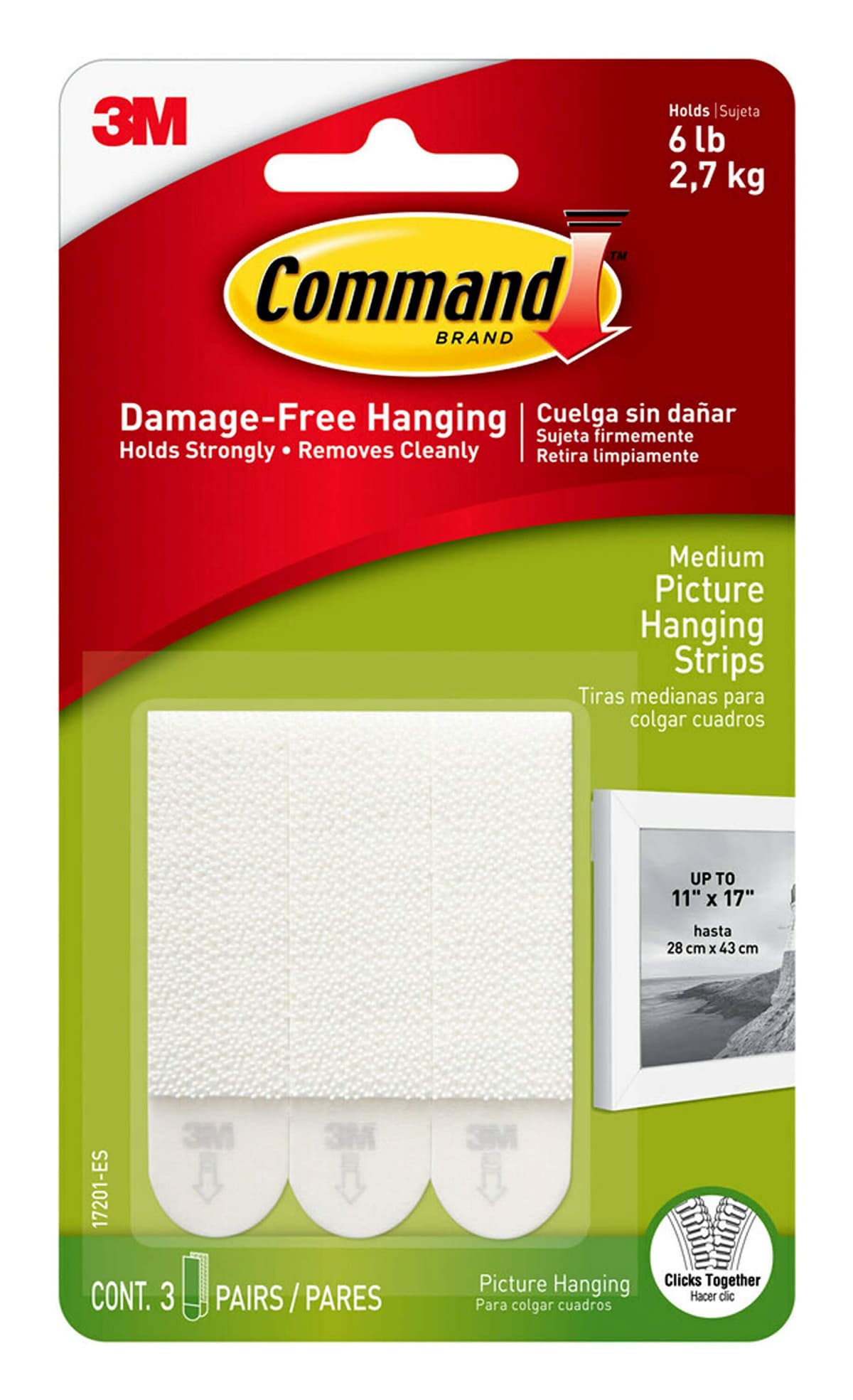 3M Command Medium Picture Hanging Strips - 3 sets (17201)