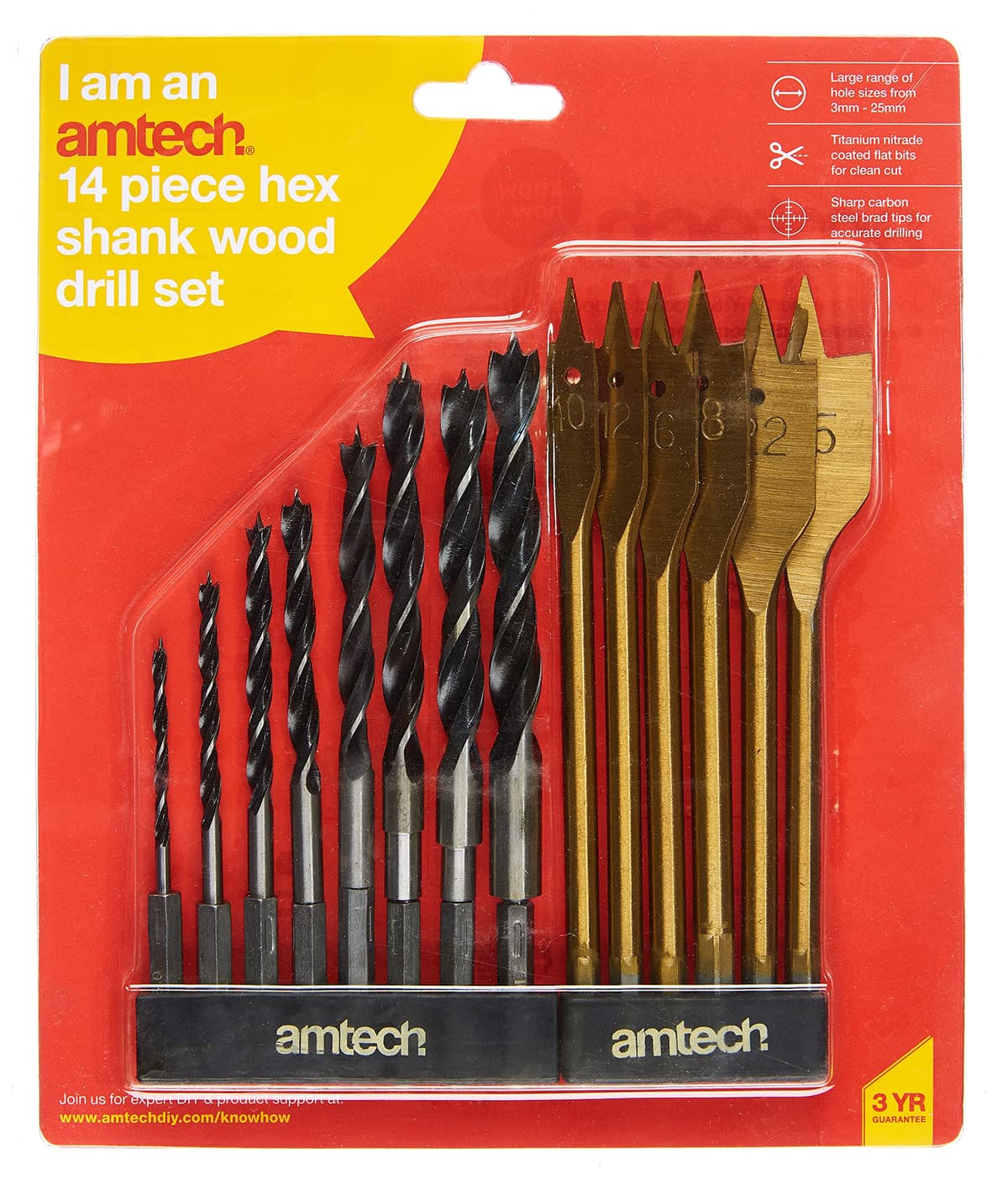 Am-Tech 14pc Hex Shank Wood Drill Set F1740