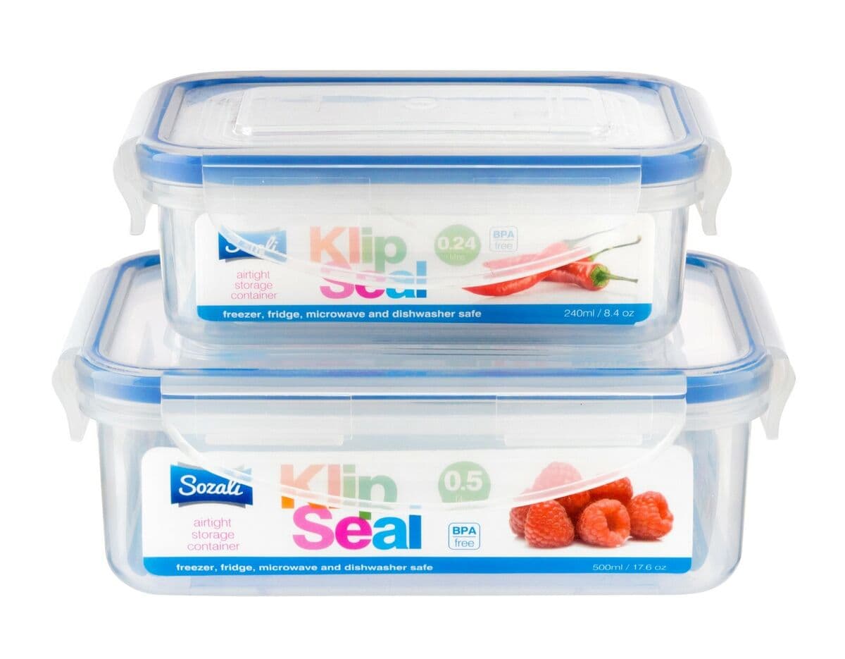ZM Sozali Klip Seal Airtight Food Containers 2pk - 500ml & 240ml