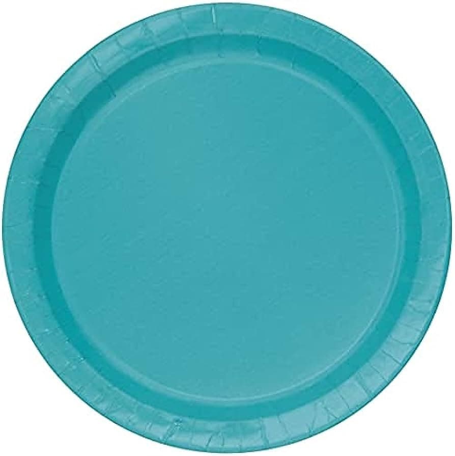 Unique Party 8 Caribbean Teal 7'' Round Plates