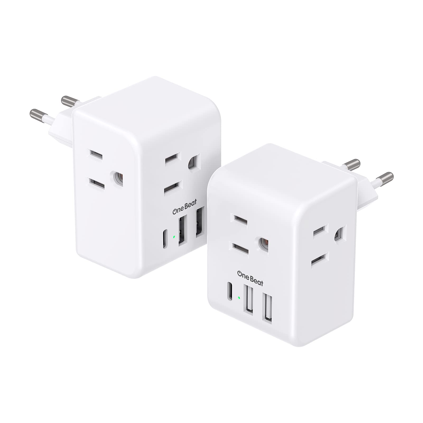 STATUS  european Travel Adaptor - White - 2 Way - 2 X Usb Charging Ports image