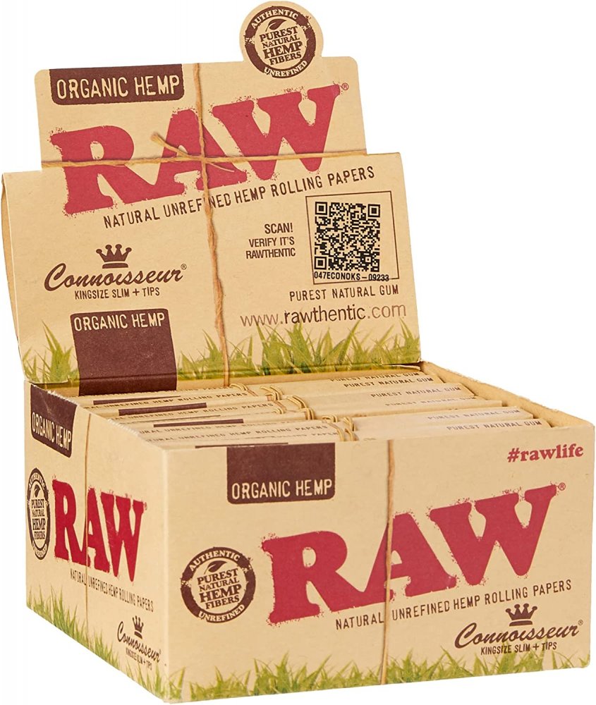 Raw King Size Slim 24's with Tips Organic Hemp Connoisseur image