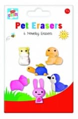 PETS, PK 6 SHAPED ERASERS (CLIP)