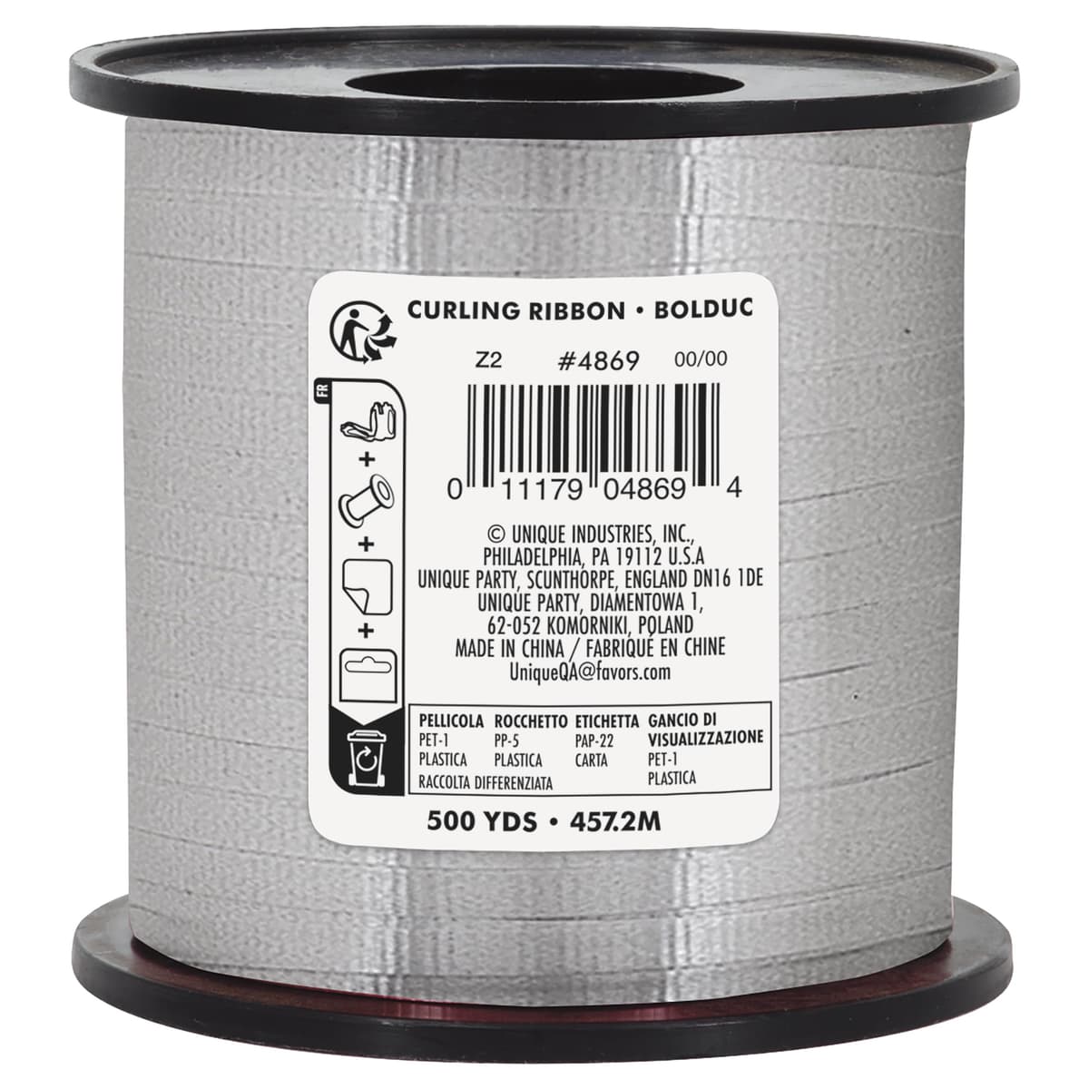 Unique Party Silver Curl Ribbon 500 Yds