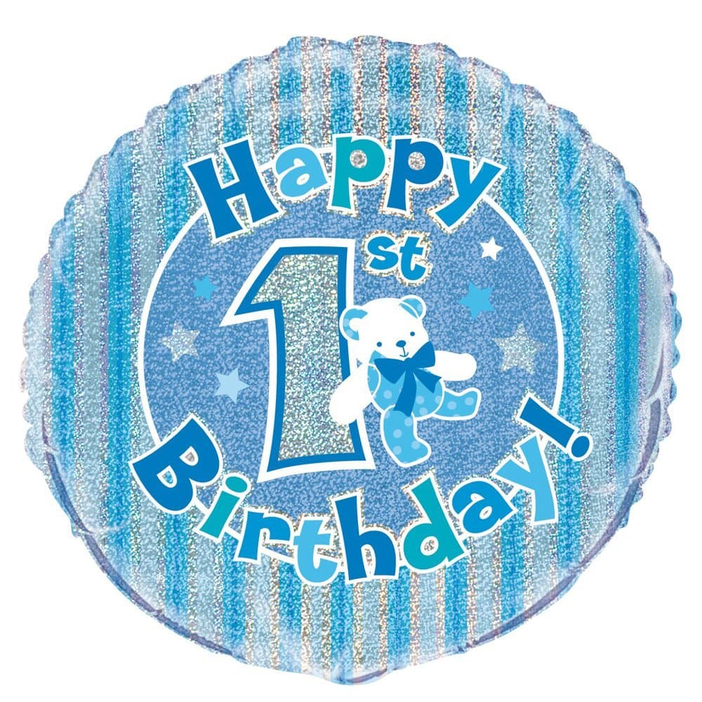 Unique Party 18" Pkg 1st Bday Blu Prism Bln