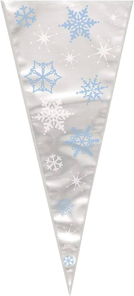 Unique Party 20 Snowflkes Lg Cone Cello Bag