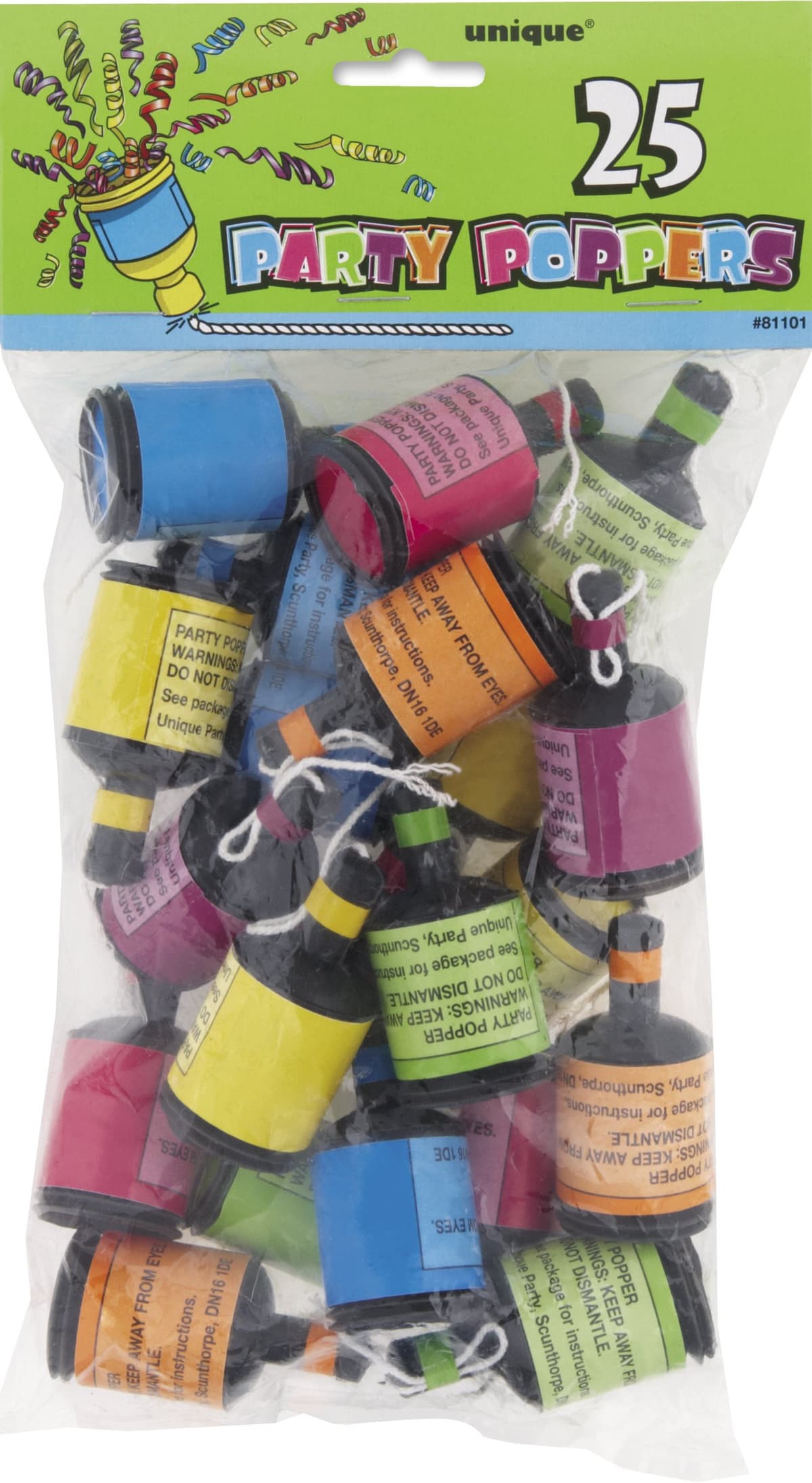 Unique Party 25 Party Poppers