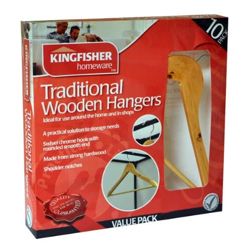 Kingfisher 10 Pack Wooden Clothes Coat Hangers [HANGW]  XXXX