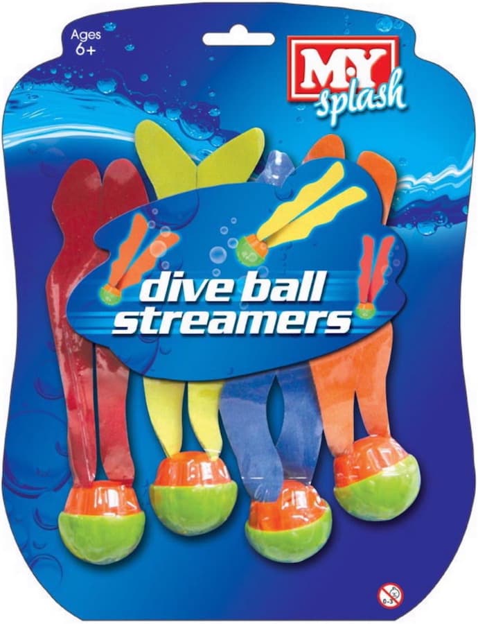 Kandy Toys 4pc Dive Ball Streamers On Blistercard "m.y."
