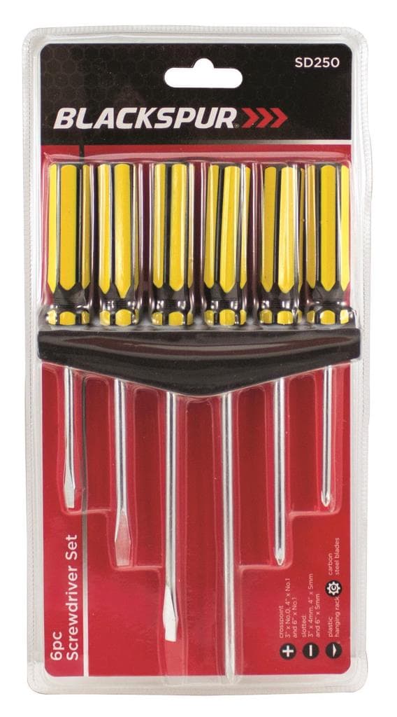 Blackspur 6pc Screwdriver Set With Rack