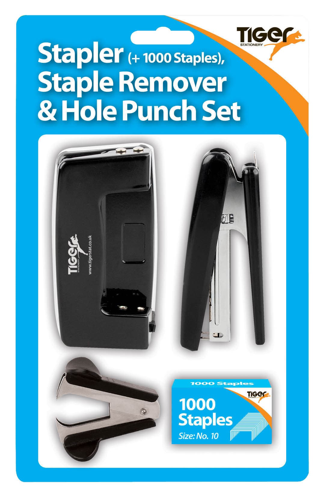 Tiger 4pc No.10 Stapler & Holepunch Set