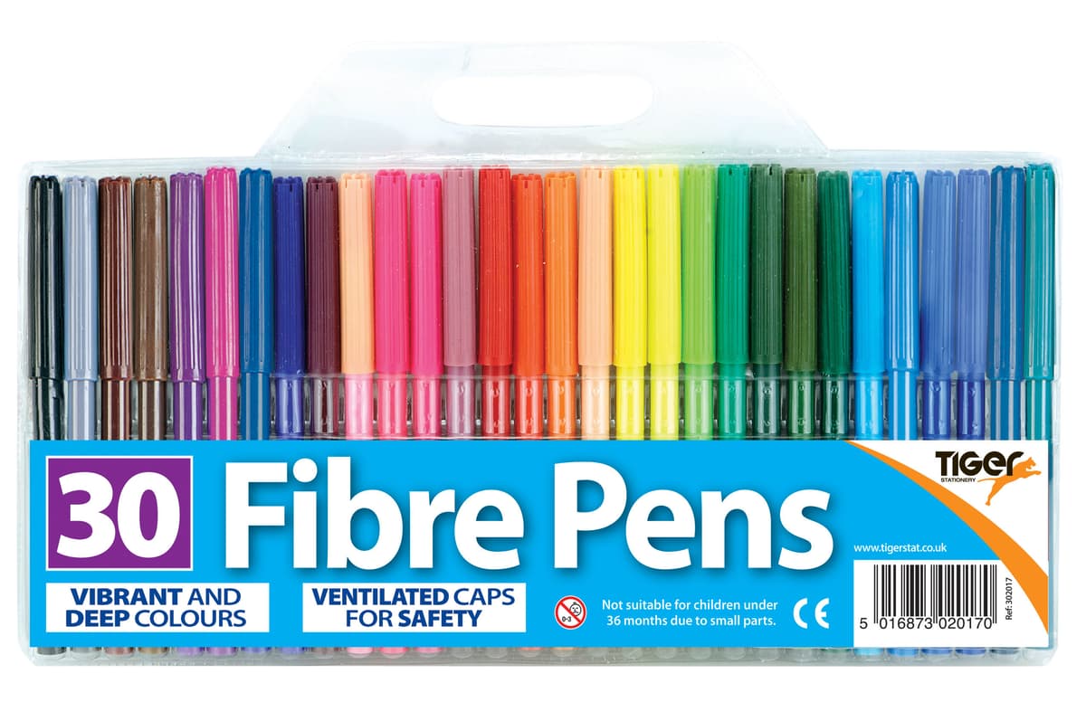 Tiger Fibre Tip Pens Wallet Pk30