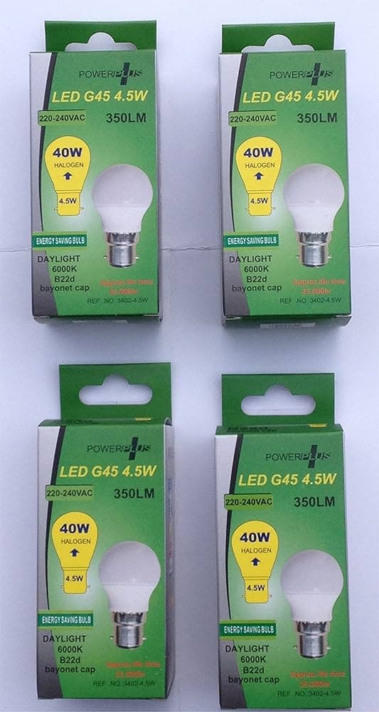 Powerplus Led G45 4.5w 6000k B22 240vac 350lm