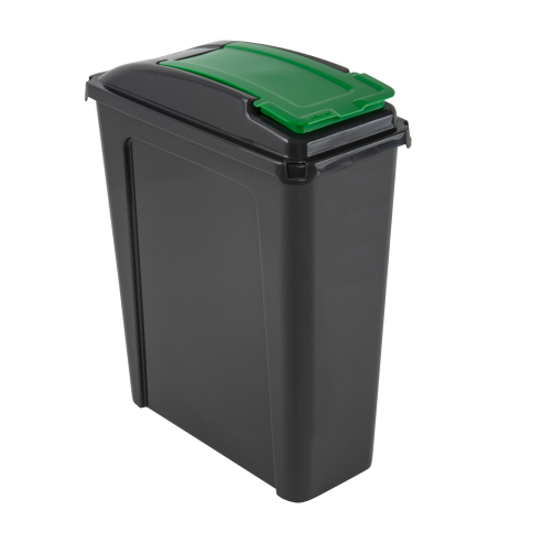 WHAM  recycling 25l Slimline Bin & Lid Graphite/gen. Green image