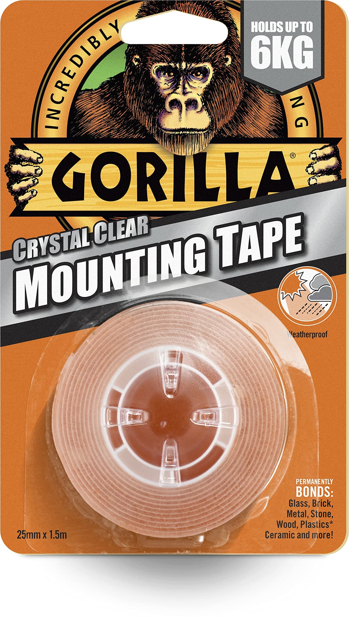 Gorilla 1.5 m Heavy Duty Double Sided Mounting Tape - Clear