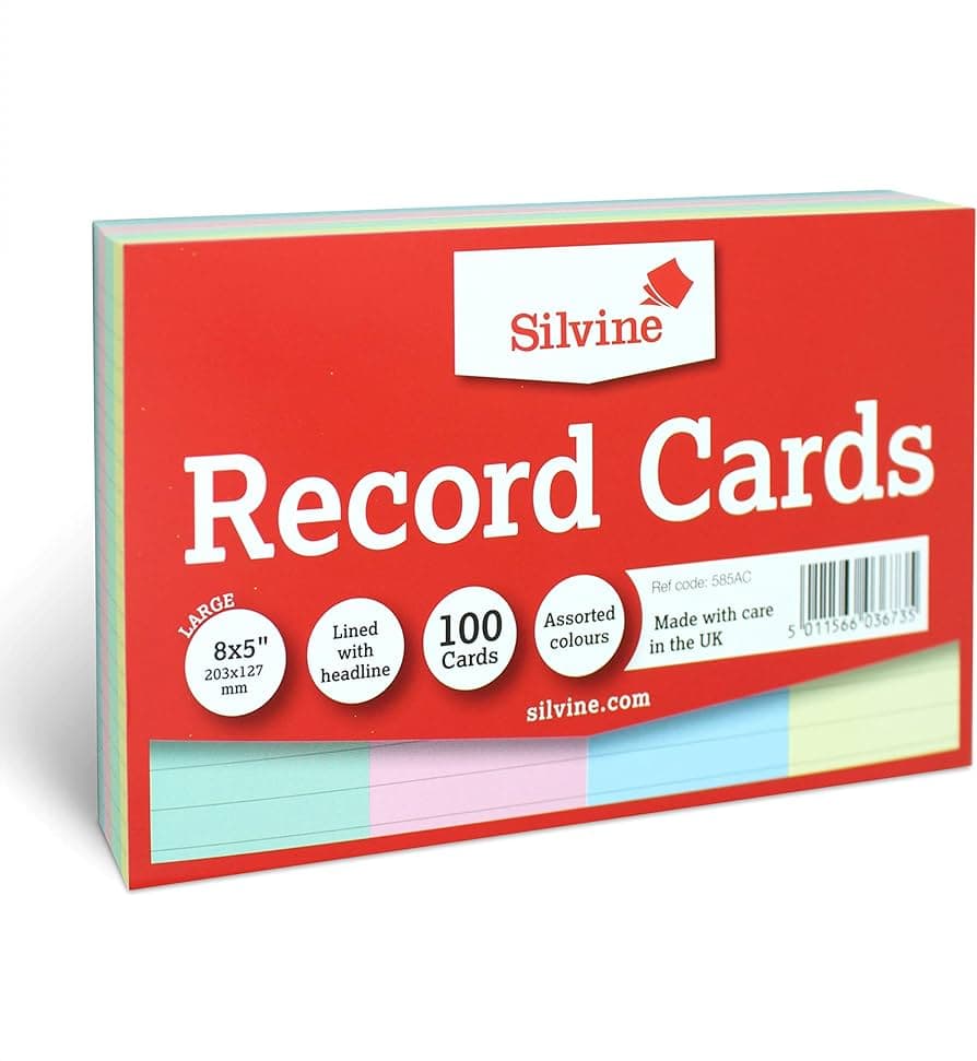 Silvine Record Cards 8"x5" - Asstd.