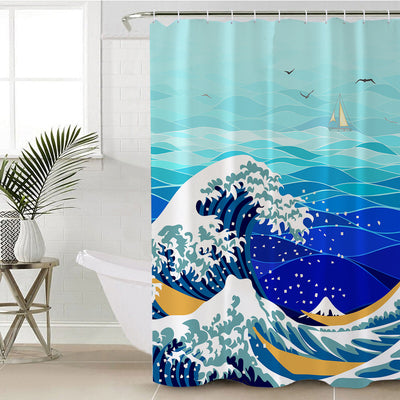 Pifco Waves Shower Curtain 180x180cm image