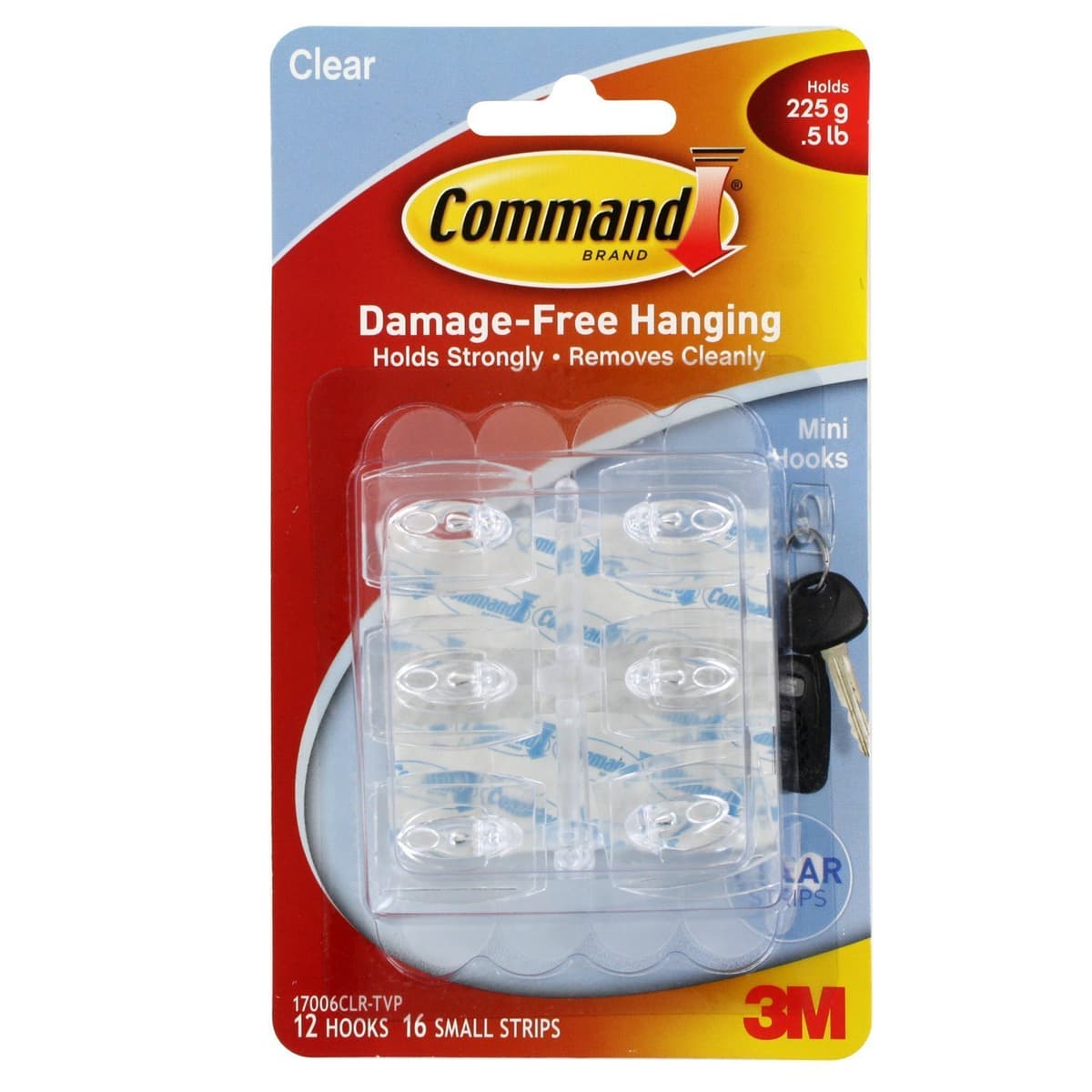 3M Command Mini Clear Hooks with Clear Strips (17006CLR)