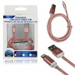 FX Powabud Braided USB Data Cable for iPhone 6 Rose Gold 1