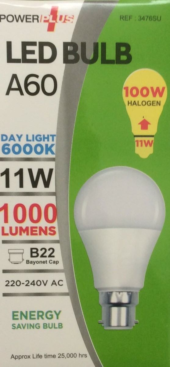 Powerplus Led A60 11w Energy Saving Bulb Daylight 6000k E27 Screw Cap image
