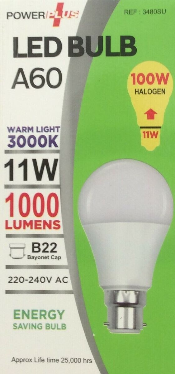 Powerplus Led A60 11w Energy Saving Bulb Warmwhite 3000k B22 Screw Cap image