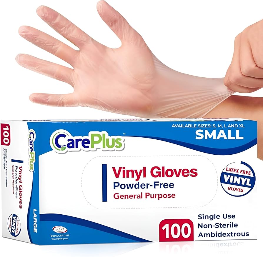 Powder Free Disposable Vinyl Gloves Pk100 - Small image