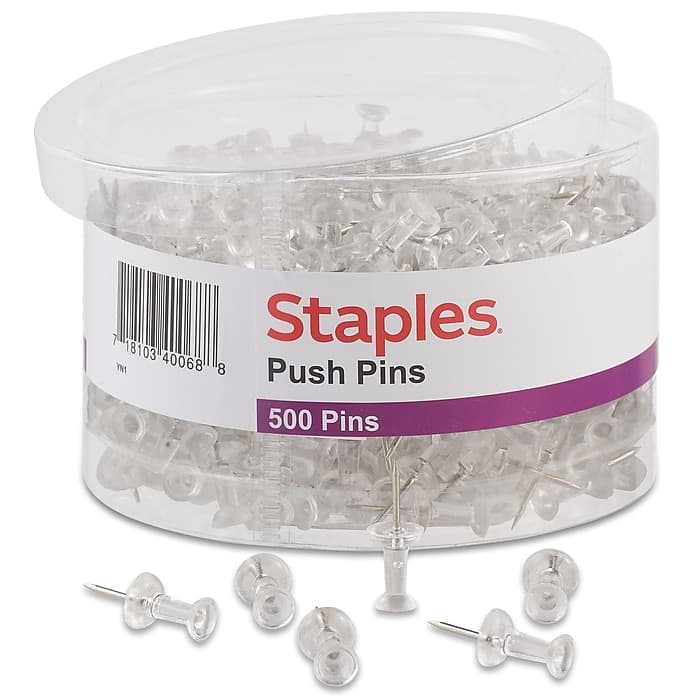 Tiger Push Pins Clear Tub Of 500