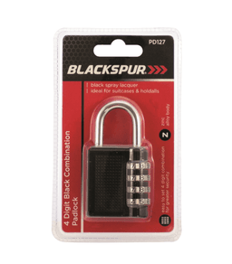 Blackspur 4 Digit Black Combination Padlock 1