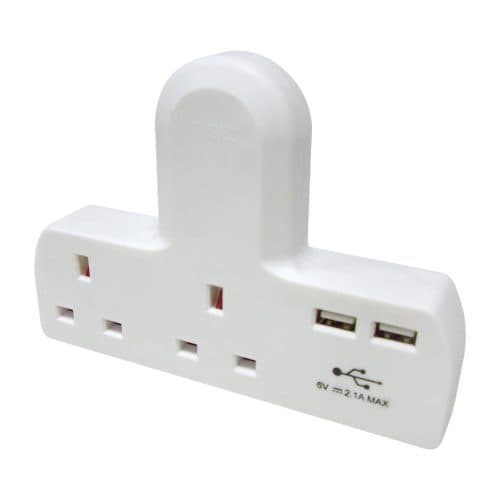 Powerplus 2 Way Adaptor T Shape With 2 X 2.1a