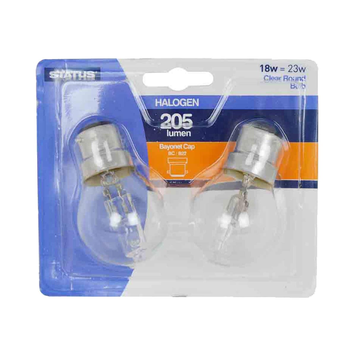 STATUS  18w = 23w - Halogen - Round - Bc - Clear - 2pk