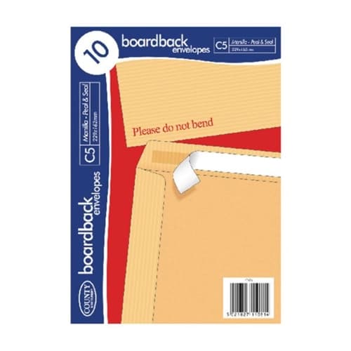 County C5 Manilla Boardback Envelopes Pk10