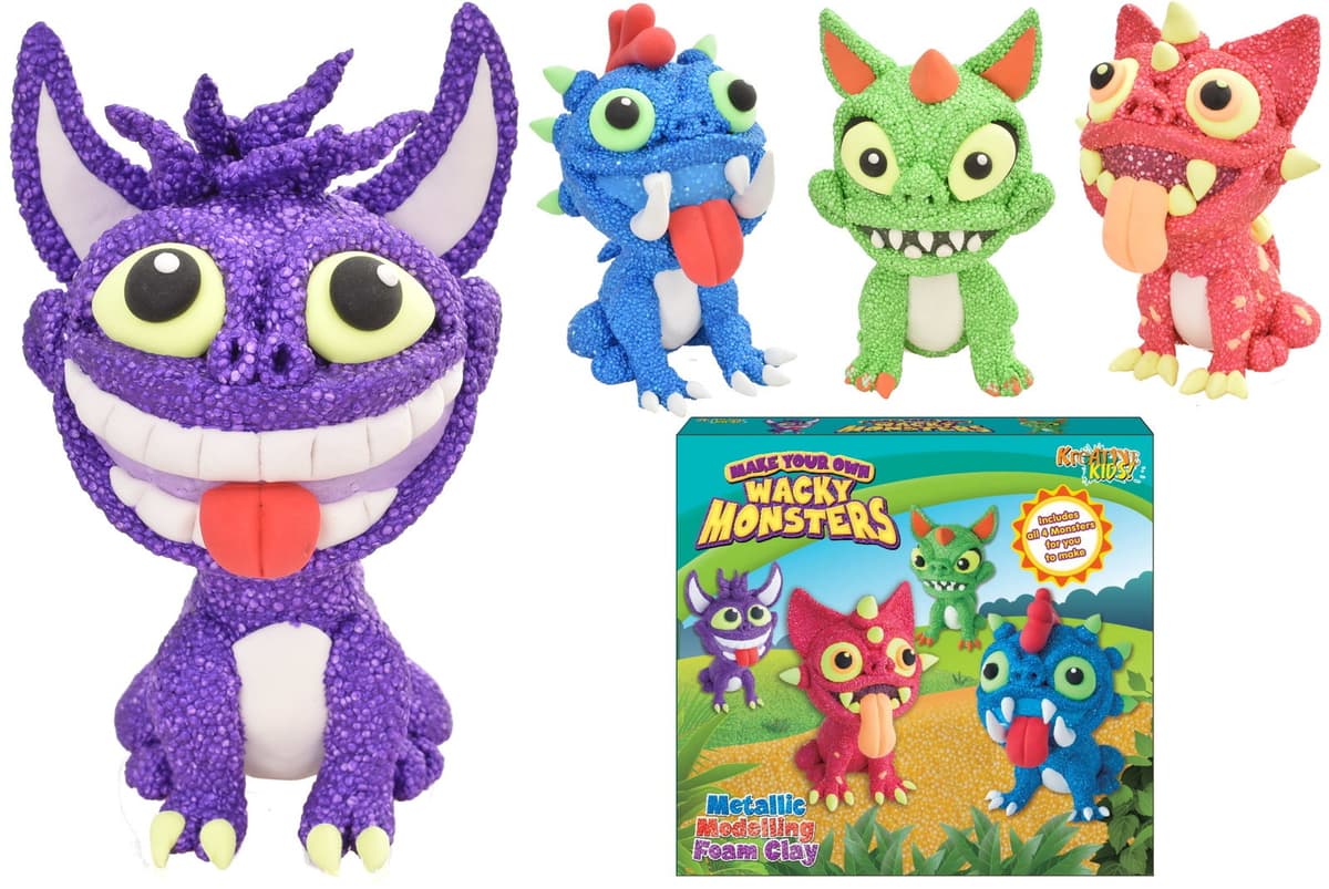 Kandy Toys Metallic Modelling Foam Wacky Monsters 4 In 1