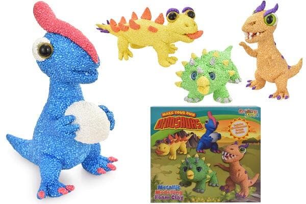 Kandy Toys Metallic Modelling Foam Dinosaurs 4 In 1