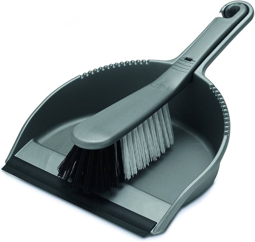 Addis Stiff Dustpan & Brush Set - Metallic